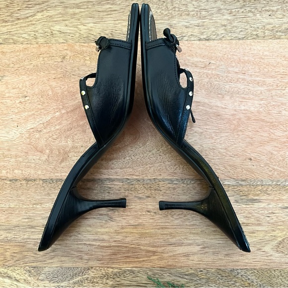 Prada Black Leather Strappy Studded Kitten Heels Size 39 - Picture 9 of 14